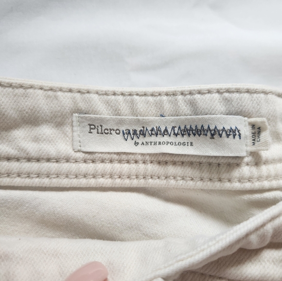 Pilcro Anthropologie Anthro Stripe High Rise Slim Boyfriend Shorts Cream Blue 27 - Picture 5 of 16